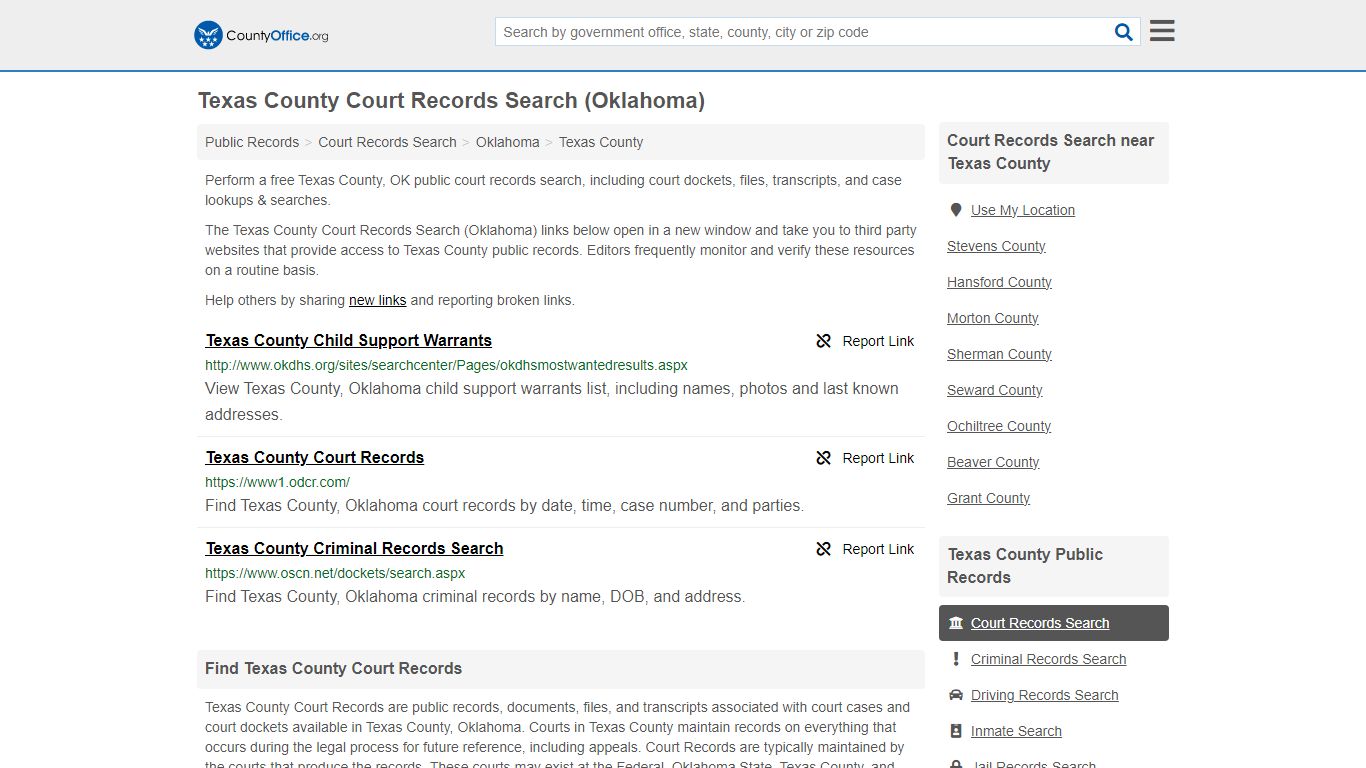 Texas County Court Records Search (Oklahoma) - County Office