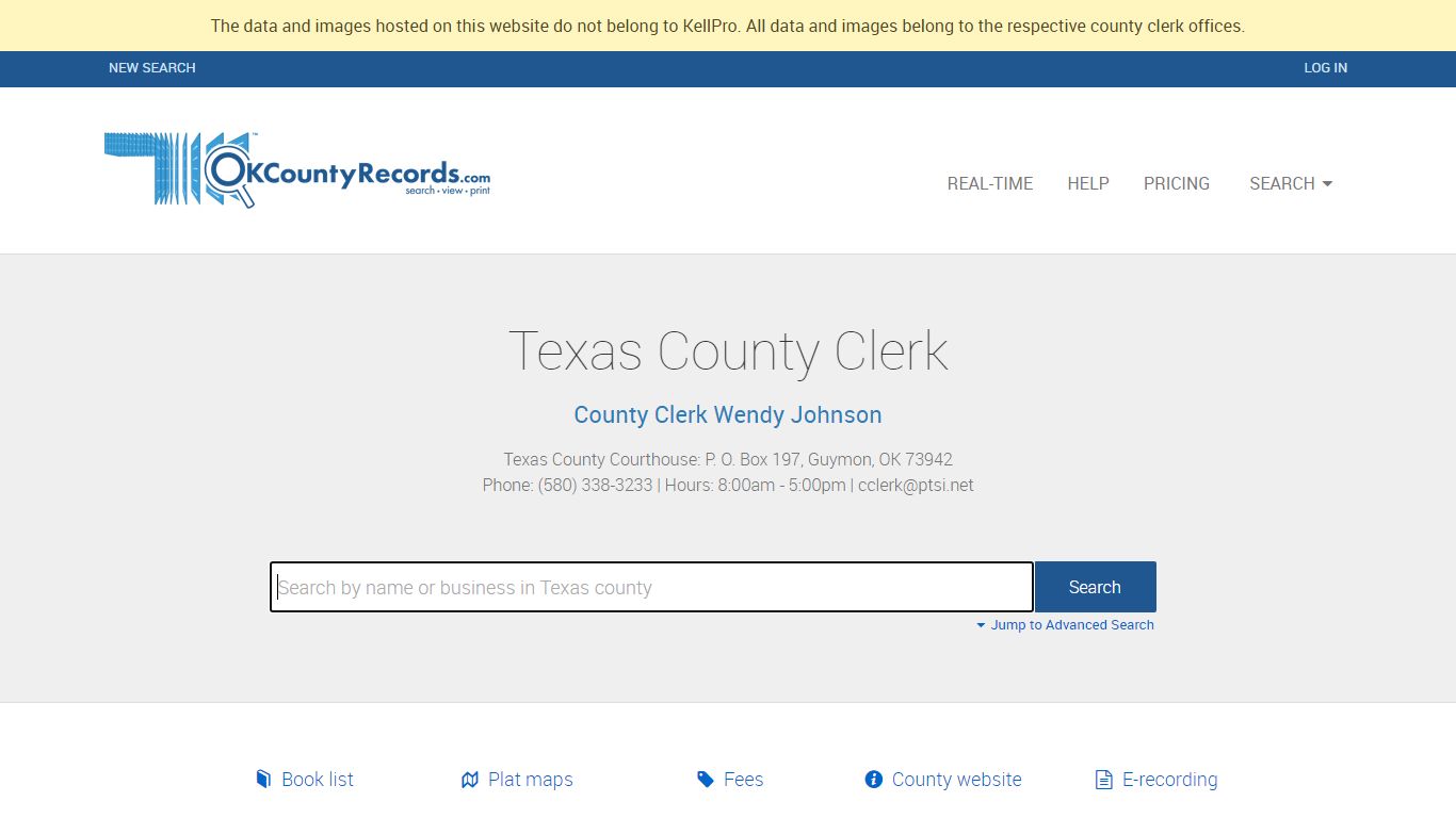 Texas County - County Clerk Public Land Records for Oklahoma