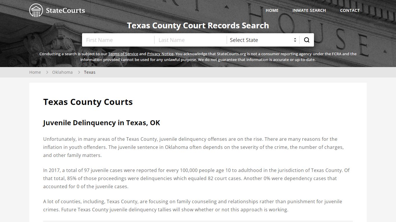 Texas County, OK Courts - Records & Cases - StateCourts